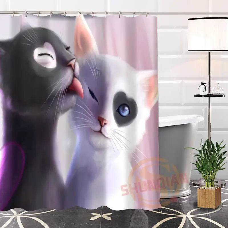

Hot New Eco-friendly Custom Unique Cute Cat Modern Shower Curtain bathroom Waterproof for yourself H0220-82