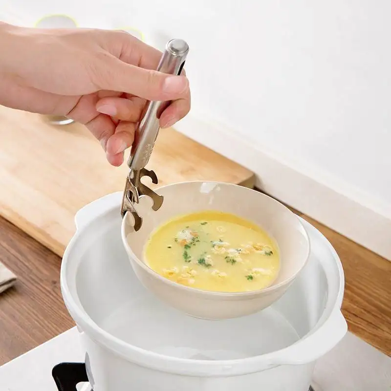 Stainless Steel Hot Bowl Holder Dish Clamp Pot Pan Gripper Clip Hot