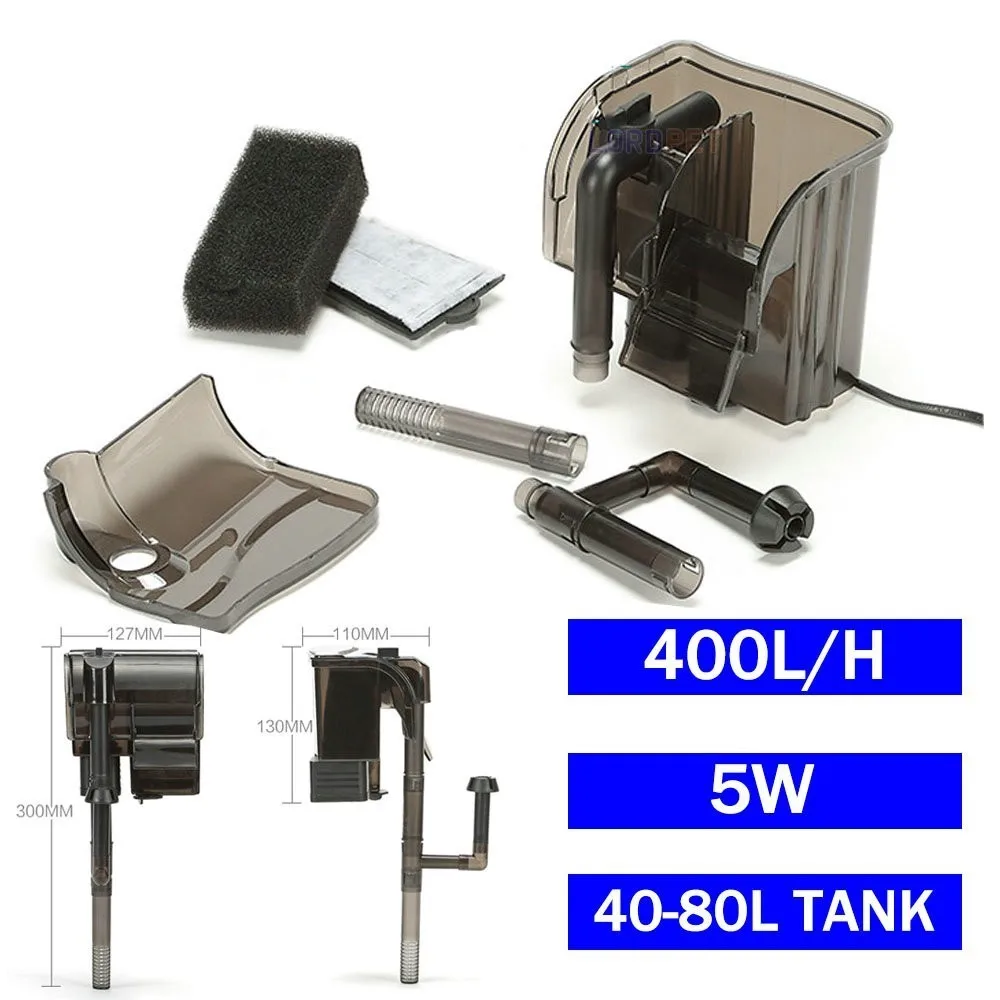 

Aquarium Waterfall Hanging Sponge Filter With Skimmer Oil Remover Sponsfilter Spons Hang On Filter 400l/h 220v FIsh Tank