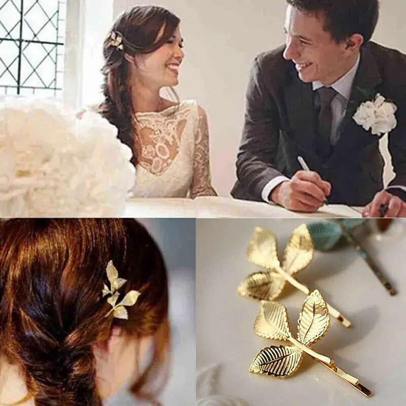

2019 New Style Pure Color Trendy Barrettes Women Leaf Hair Clip Snap Barrette Stick Hairpin Accessories Gift