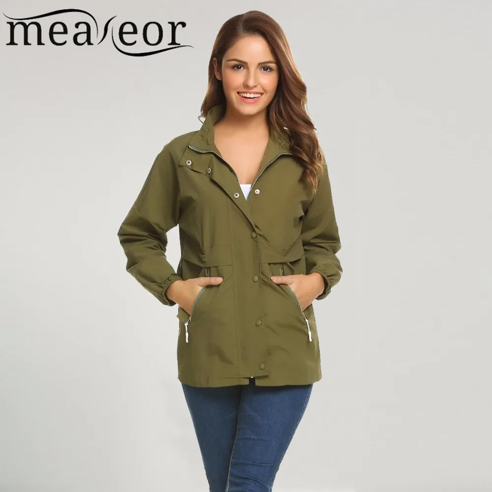Meaneor Женская куртка с длинным рукавом однотонный Повседневный плащ