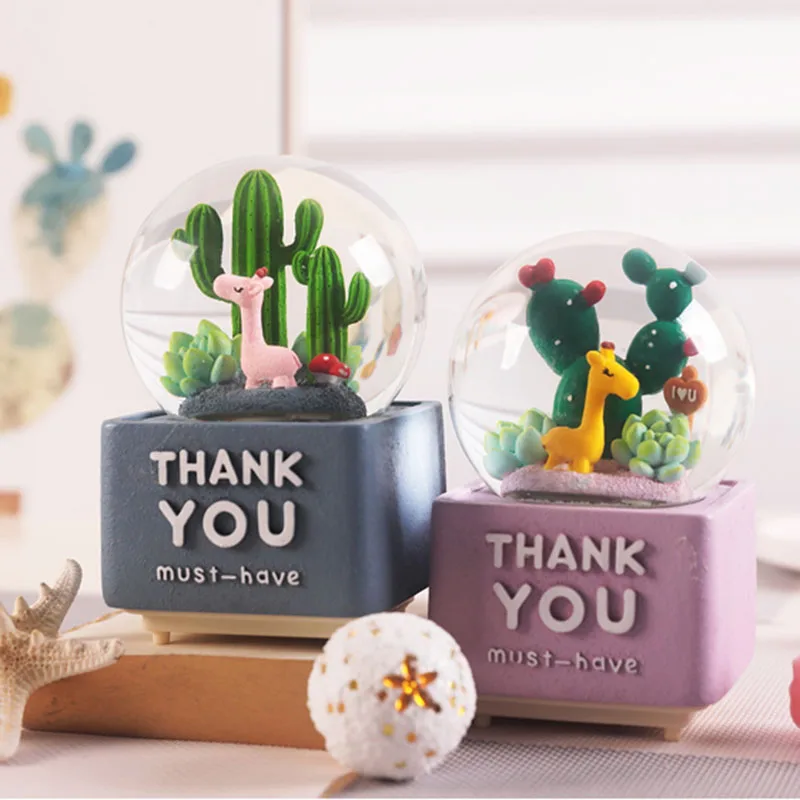 

Nordic Style Fresh Cactus with Lights Drifting Snow Crystal Ball Giraffe Music Box Creative Water Polo Music Box Birthday Gifts