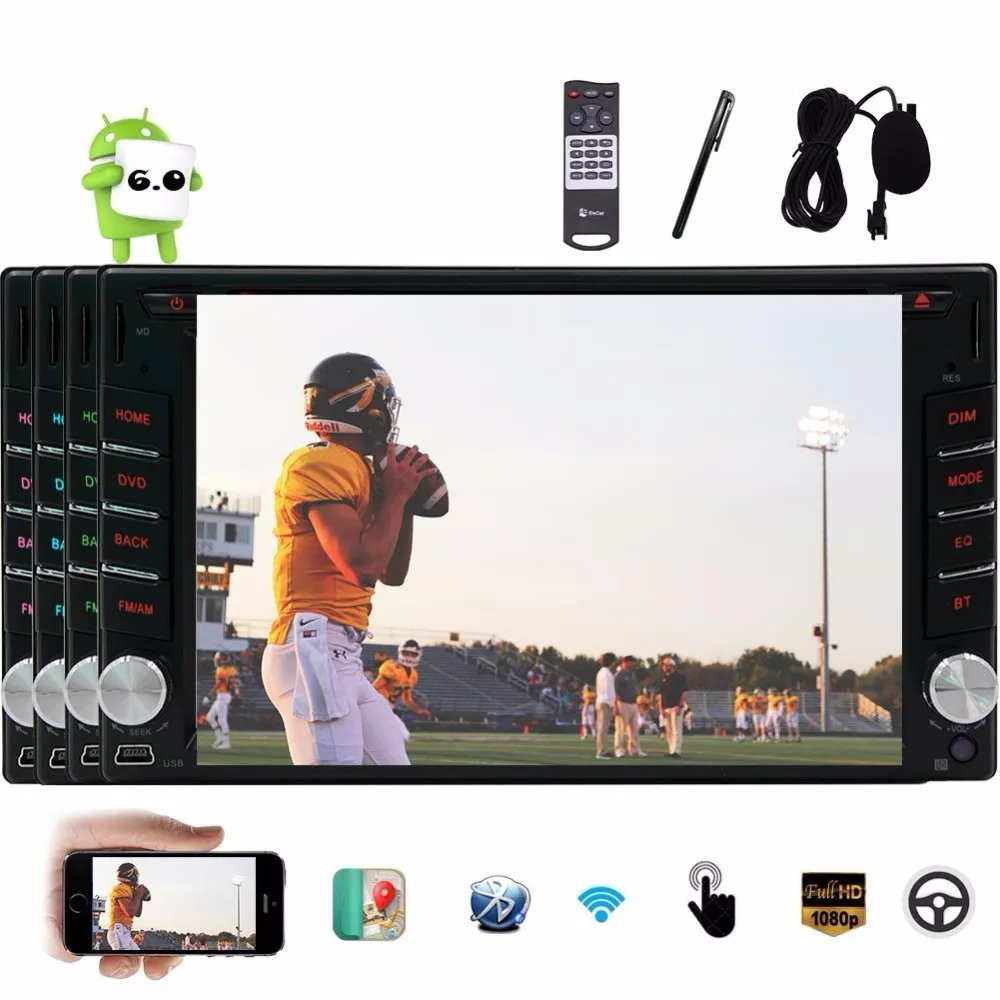 Eincar Android 6.0 Double 2Din Head Unit Car Stereo DVD GPS NavigationPlayer Support USB SD Bluetooth 1080p mp5 FM AM radio OBD2