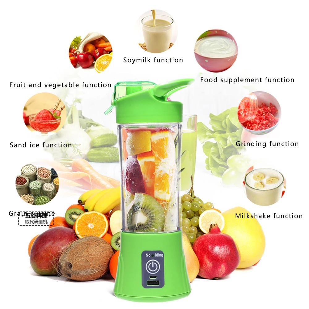 Blender Mixer 380ml Plastic Charging Juicer Extractor Blender Mode Machine Smoothie Maker Household Small Juice Extractor