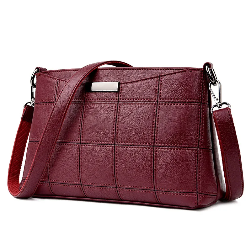 

Luxury Brand Women Leather Messenger Shoulder Bag 2017 Female Plaid Crossbody Bag Ladies High Quality Handbags