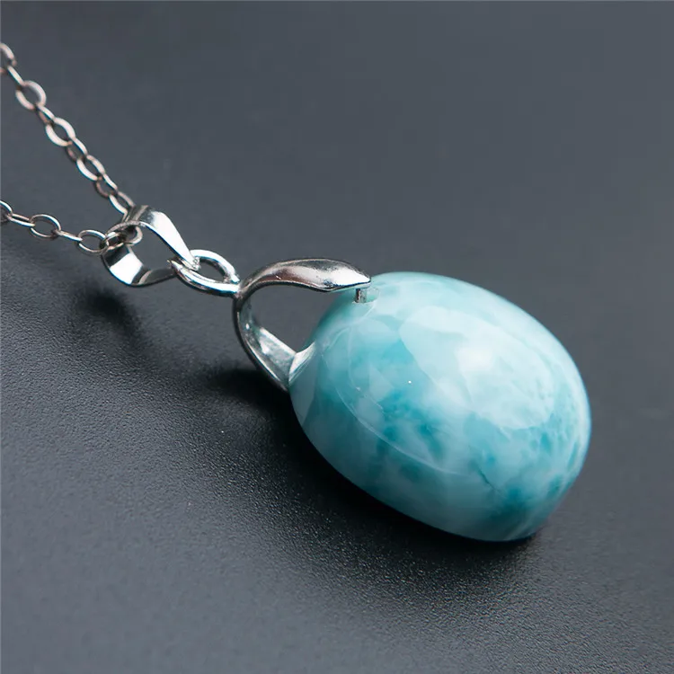 

Drop Shipping Natural larimar Pendant Bead 18*16*11mm Popular White Blue Gems Larimar Stone Charm Jewelry Fashion Necklace