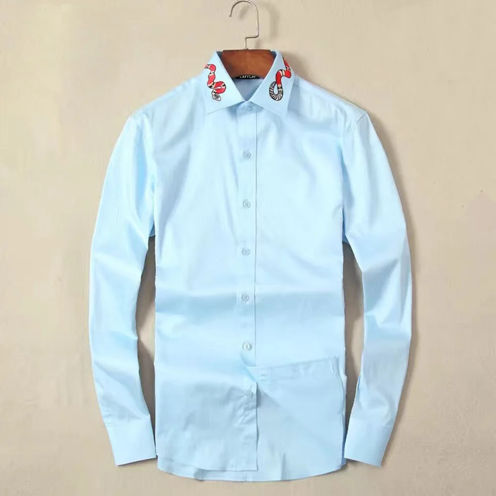 DUYOU Мужская однотонная Повседневная рубашка мужская брендовая одежда рубашка с длинными рукавами Мужская рубашка наивысшего качества из чистого хлопка плюс размер DY2127 - Цвет: Небесно-голубой