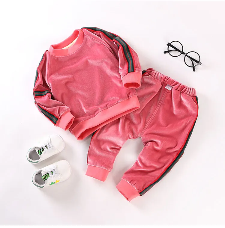 

Baby Boys clothes sets spring autumn infant girls fashion cotton velvet tops+pants 2pcs outfits for children casual tracksuits