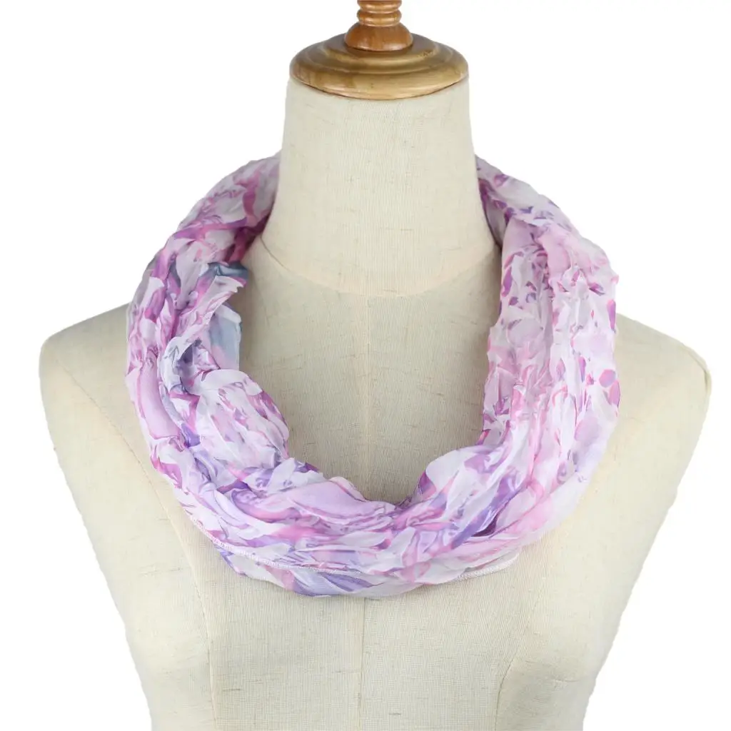 

lightweight chiffon infinity scarf for women Ring O Scarf Floral Loop Neckerchief snood Echarpe Foulard Summer Autumn spring