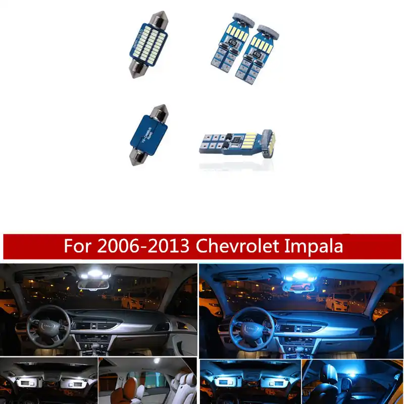 13pcs White Canbus Led Lamp Car Bulbs Interior Package Kit For 2006 2013 Chevrolet Impala Map Dome Trunk Door Light