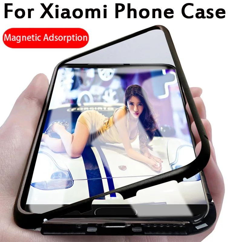

Magnetic Adsorption Phone Case For Xiaomi Mi 8 8 Lite Mi A2 6X MiA2 Mi6x Metal Magnet Absorption Tempered Glass Flip Cover Capa