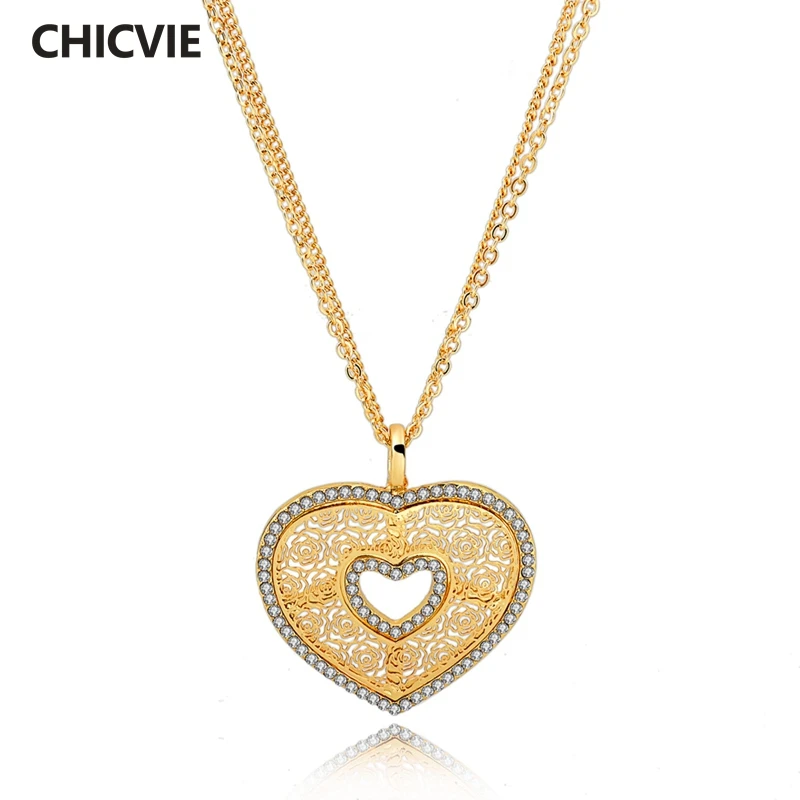 

Love Long Gold Heat Pendants & Necklaces For Women Brand Crystal 2016 New Best Gift Ethnic Jewelry Accessories SNE150885