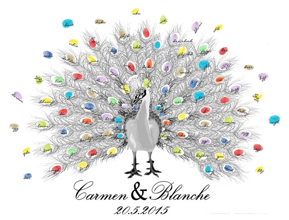 Waterproof Canvas Fingerprint Wedding Guest Book Tree Personalized