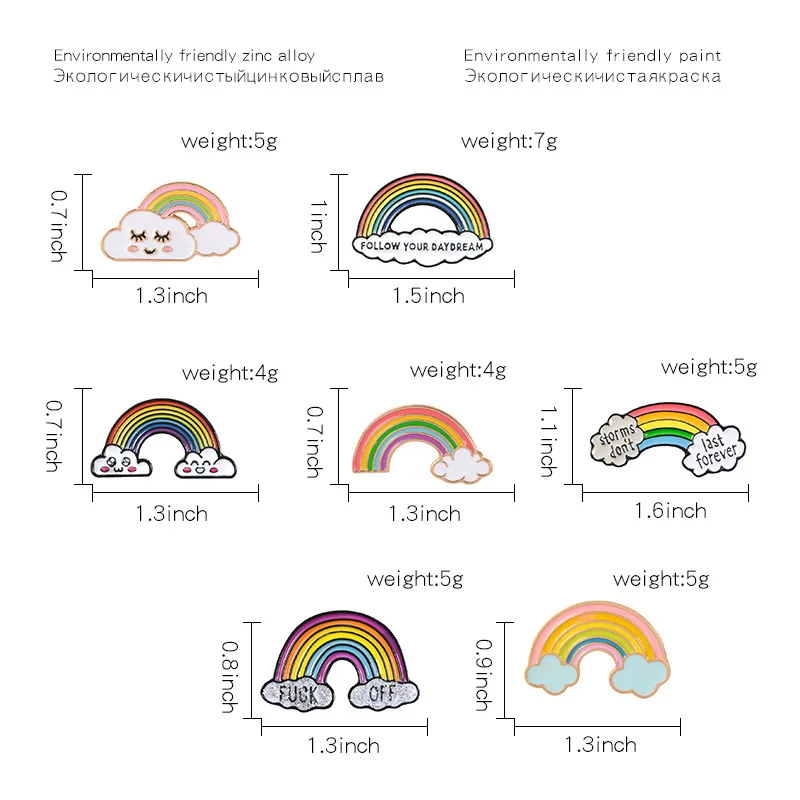 Радуга и броши с облаками для женщин мультфильм Радуга значок коллекционное украшение эмалированная булавка джинсовые куртки воротник значок шпильки кнопка