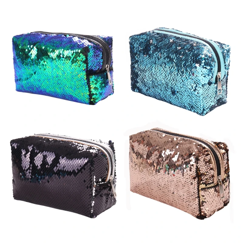 

THINKTHENDO Women Sequins Makeup Cosmetic Case Pen Pencil Bag Zipper Coin Pouch Purse