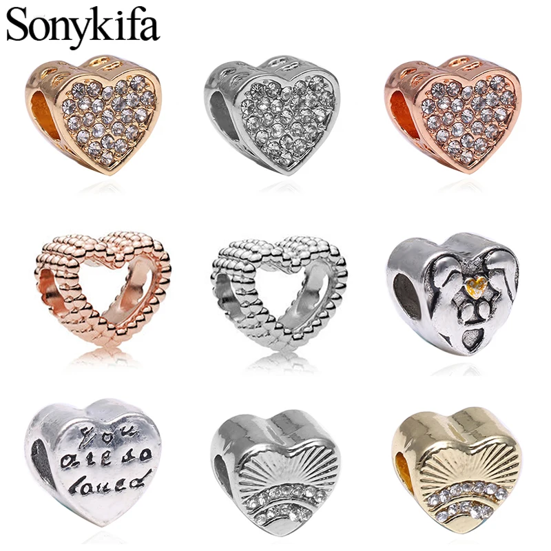 

2Pcs/lot 2019 New Silver Love shape&Honorable MOM Letter Charm Beads Charm Beads Fit Diy Pandora Bracelets Women Jewelry