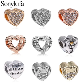 

2Pcs/lot 2020 New Silver color Love shape&Honorable Letter Charm Beads Charm Beads Fit Brand Bracelets Women Jewelry
