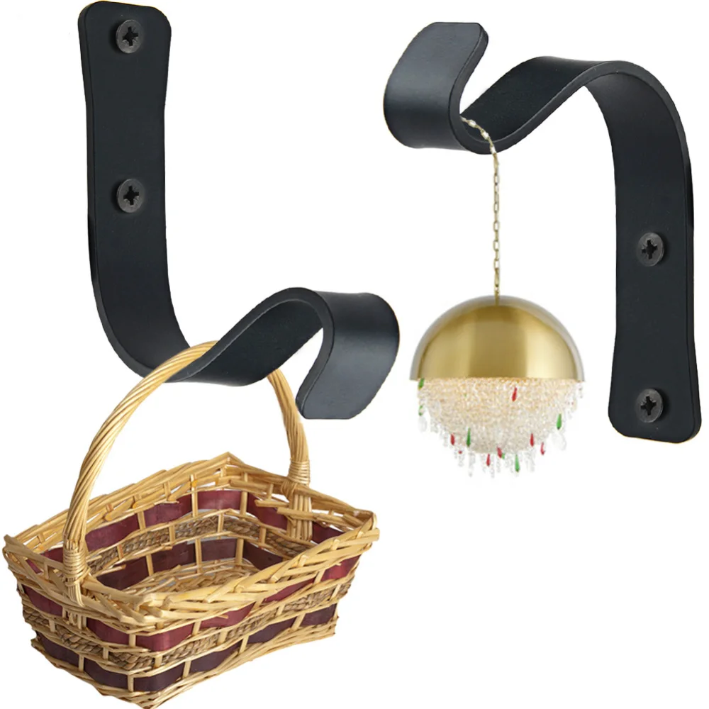 

2 Pcs Iron Wall Hooks Curved Plant Hanger Bracket Coat Hanging Lantern Hook Bathroom Room Home Kitchen Hanging Hook Storage