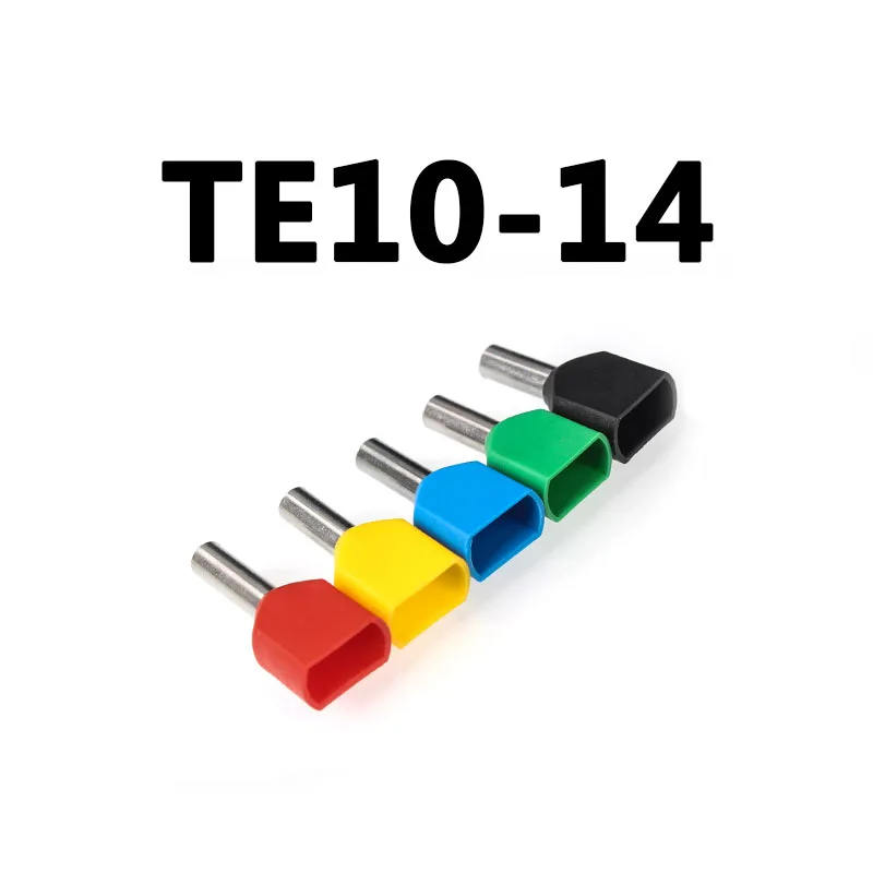 

100pcs double pipe insulated cold-press terminal Needle end Multicolor TE10-14