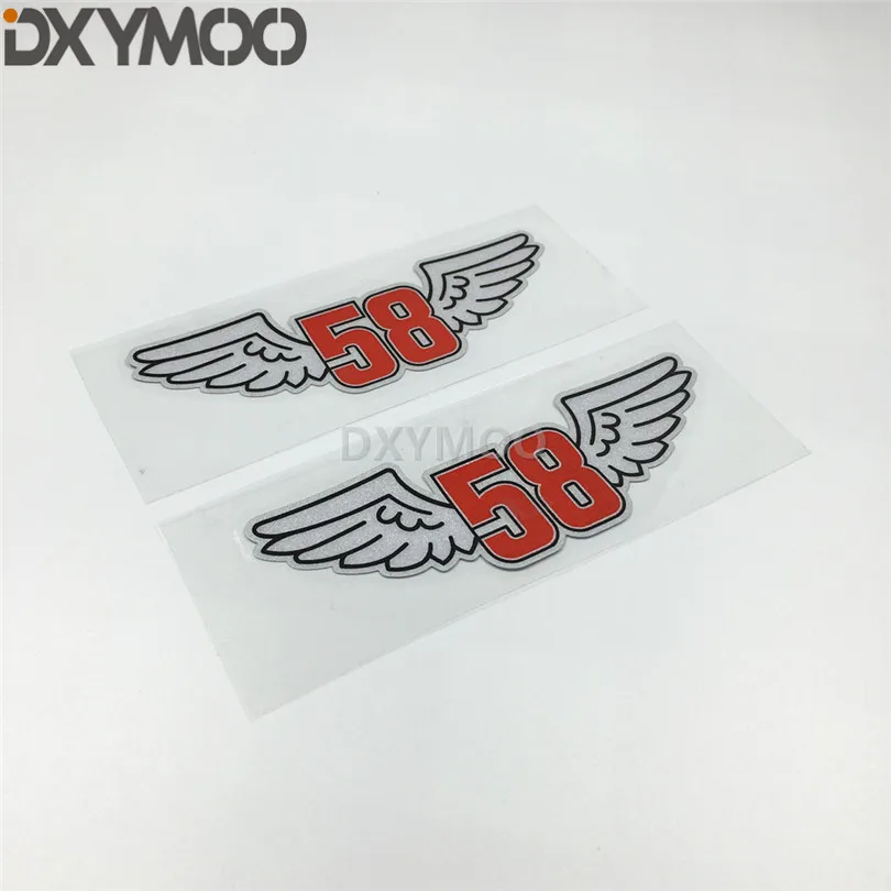 2 шт. автомобильный Стайлинг наклейки MOTO GP Гонки 58 наклейка с дизайном Крылья