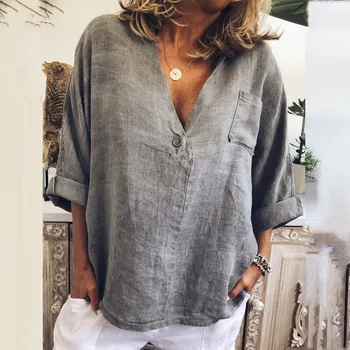 Plus Size womens blouses and tops Fashion Casual V-Neck Button Pocket women shirt Tops blusas dama blusa feminina manga longa
Plus Size womens blouses and tops Fashion Casual V-Neck Button Pocket women shirt Tops blusas dama blusa feminina manga longa