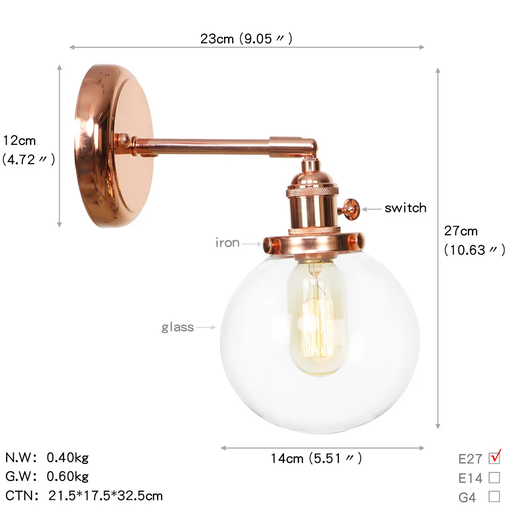 IWHD Nordic Modern Rose Gold Wall Lamp Beside Bedroom Bathroom Mirror Stair Light Vintage Edison Wall Sconce LED Aplique Pared 2