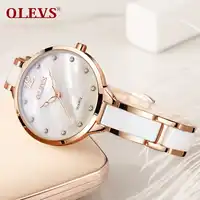 OLEVS Women Ceramic Watches Japan Movement Quartz Watch Brand Wristwatch Female Clock Luxury Ladies Wristwatches for Girl 2018