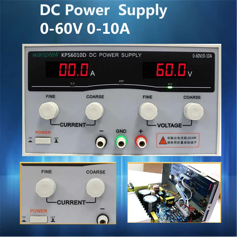 

Adjustable digital display switching DC power supply 60V 10A high power laboratory portable 0.1V 0.01A power supply