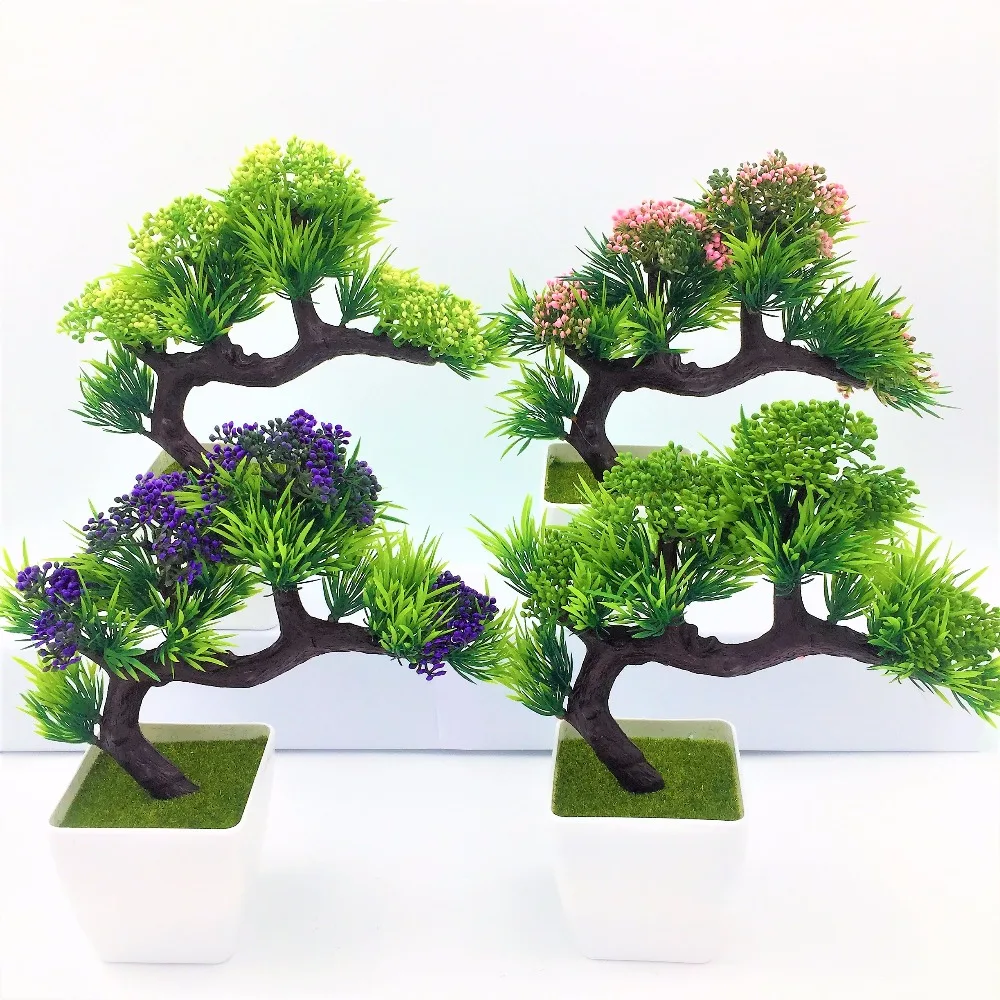 Новое поступление искусственные декоративные цветы венки растения дерево цветок бонсай поддельные цветы сосны Komatsu ваза для цветов