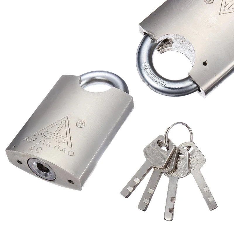 

High Quality 40mm 4 Keys Heavy Duty High Security Solid Lock Door Gate Box Safety Stainless Steel Padlock Gold Tone