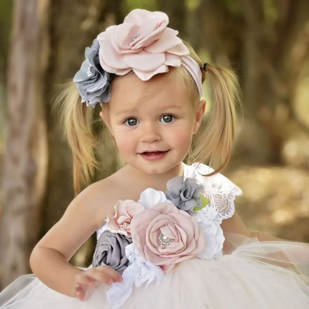 Elegant Flower Girl One Shoulder Dress for Girls Voile Tutu Dress Kids Bridesmaid Ankle Length Party Dress Set Baby Girl Clothes (1)