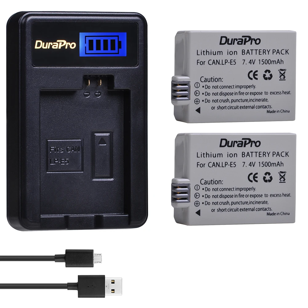 

LP-E5 LPE5 LP E5 Camera Battery + LCD USB Charger For Canon 500D,450D,1000D, EOS Rebel T1i, XS, XSi,Kiss X3, X2 Battery