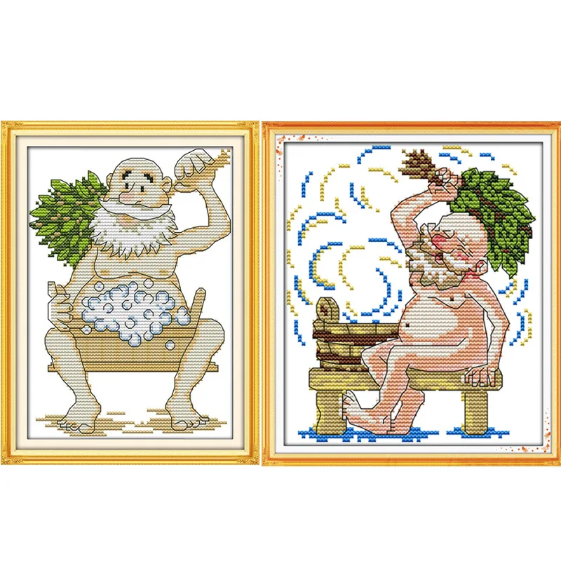 

Bathe Counted Cross Stitch 11CT Printed 14CT DMC Cross Stitch Set DIY Chinese Cotton Cross-stitch Kit Embroidery Needlework