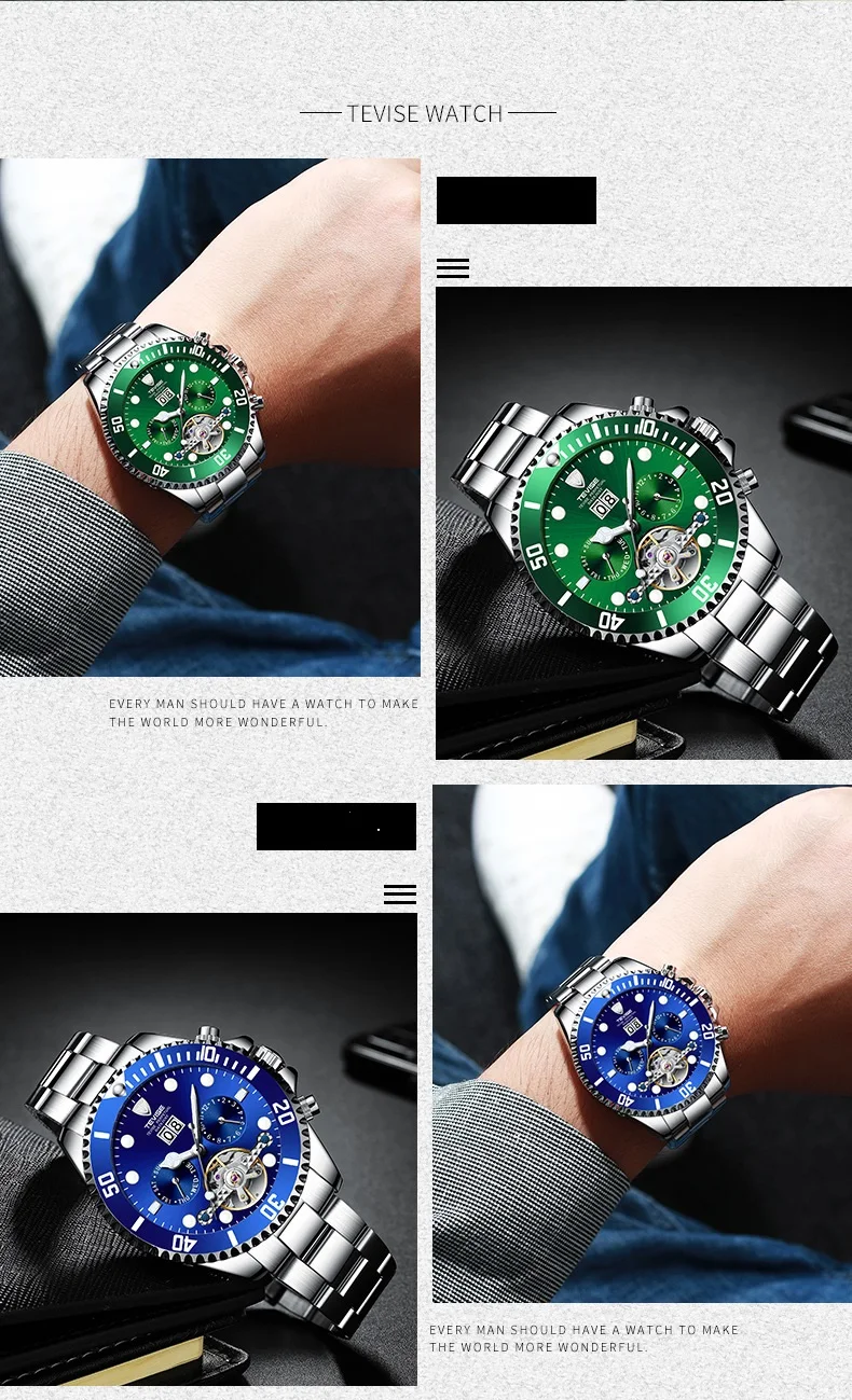 NEW Watch Men TEVISE T823F Mens Watches Top Brand Luxury Date Week Month Automatic Mechanical Watch Tourbillon Male Clock Tool (8)
