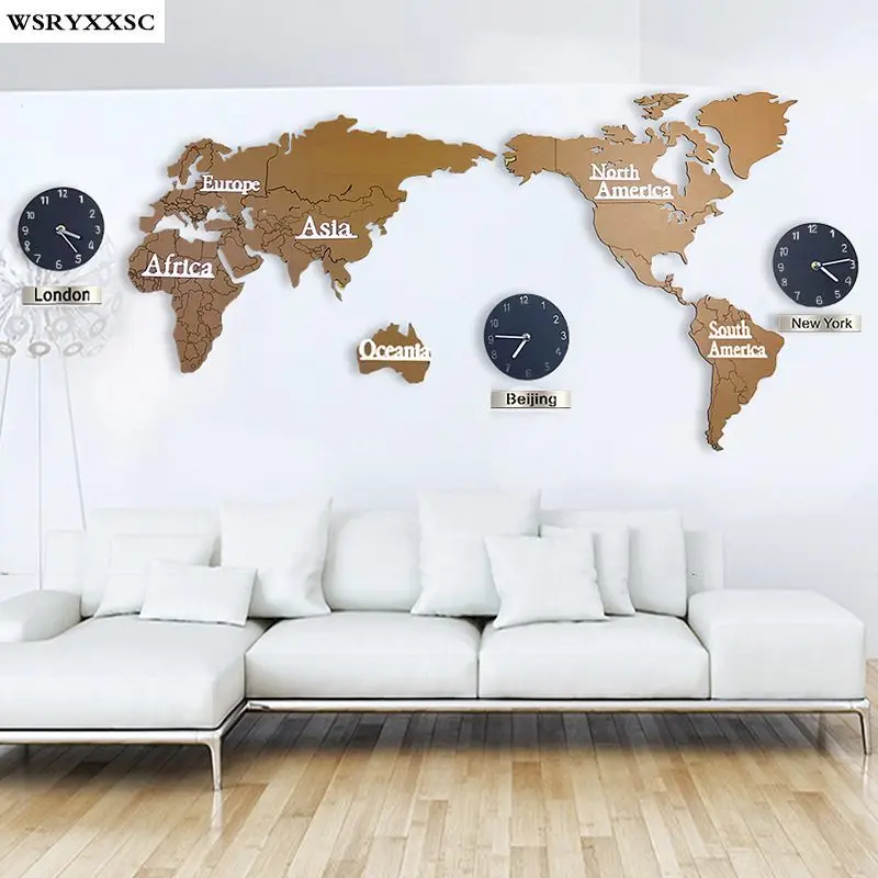 

Creative 3D Wood Large Size World Map, Creative Three-dimensional Home Decorations, Office, Study, Living room