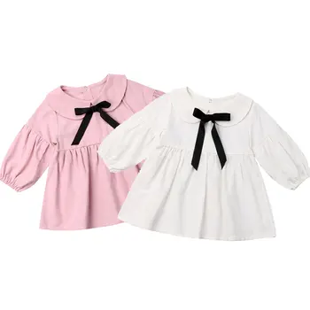 

6M-3Y Toddler Baby Girls Long Sleeve Dress Princess Bow Party Birthday Dresses For Baby Girls Vintage Costumes Autumn Dress