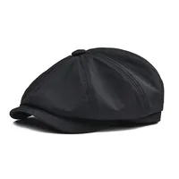 BOTVELA Newsboy Cap Men's Twill Cotton Eight Panel Hat Women's Baker Boy Caps Retro Big Large Hats Male Boina Black Beret 003 1