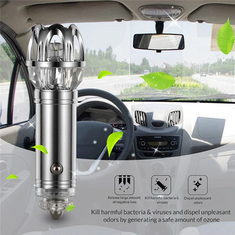 Auto Air Purifier Ionizer Remove Cigarettes Smoke Smell Purifier Air Cleaner Car Ionic Air Freshener and Odor Eliminator (1)