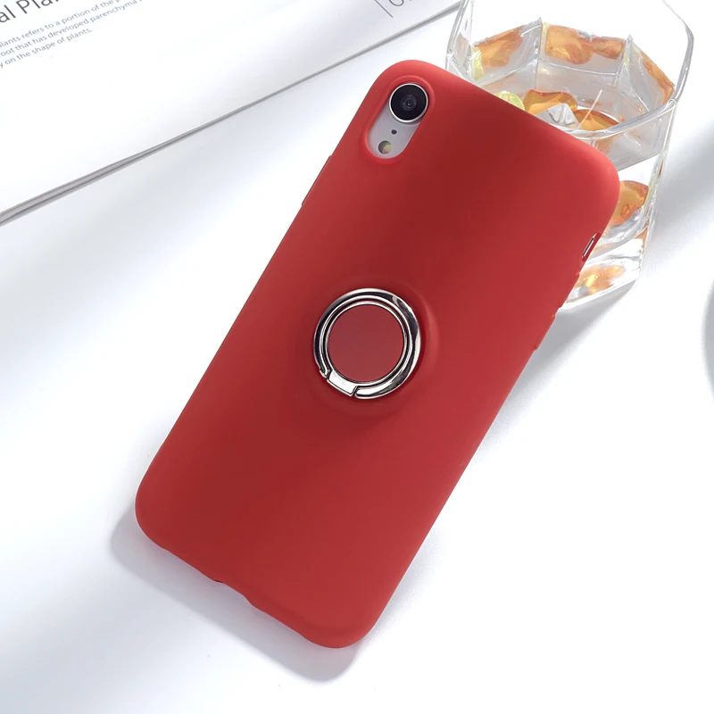Обновленный жидкий силиконовый чехол-держатель для Xiaomi mi 9 mi 9 Red mi Note 7 Pro с кольцом-подставкой противоударный чехол мягкий чехол - Цвет: Red