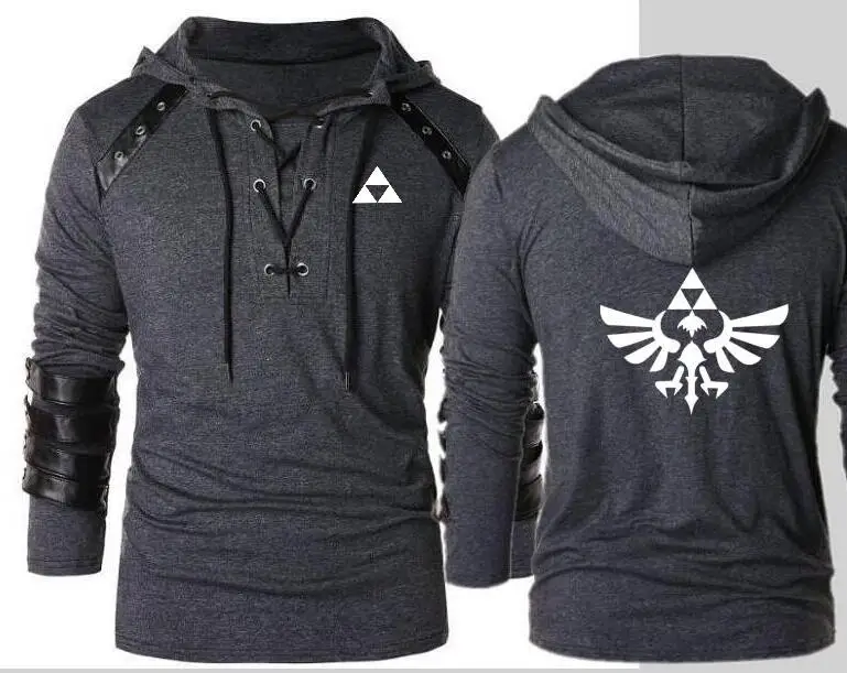 

Fashion men's game Zelda legend anime clothing loose hooded letters triangle casual zipper even Wu characters movement