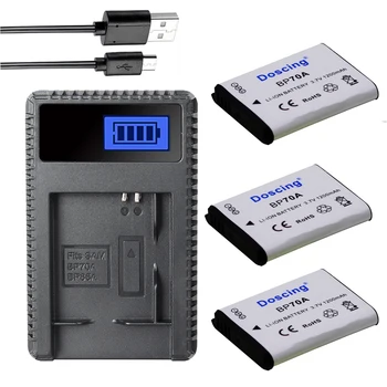 

3Pcs Doscing BP-70A BP70A Battery+ LCD Charger for Samsung ST90 ST95 ST100 150F 700 6500 SL600 605 630 WB30F 35F 50F ES70 ES80