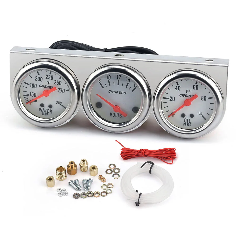Oil Temperature / Water Temperature / Oil Press Gauges 3 In 1 Car Kit