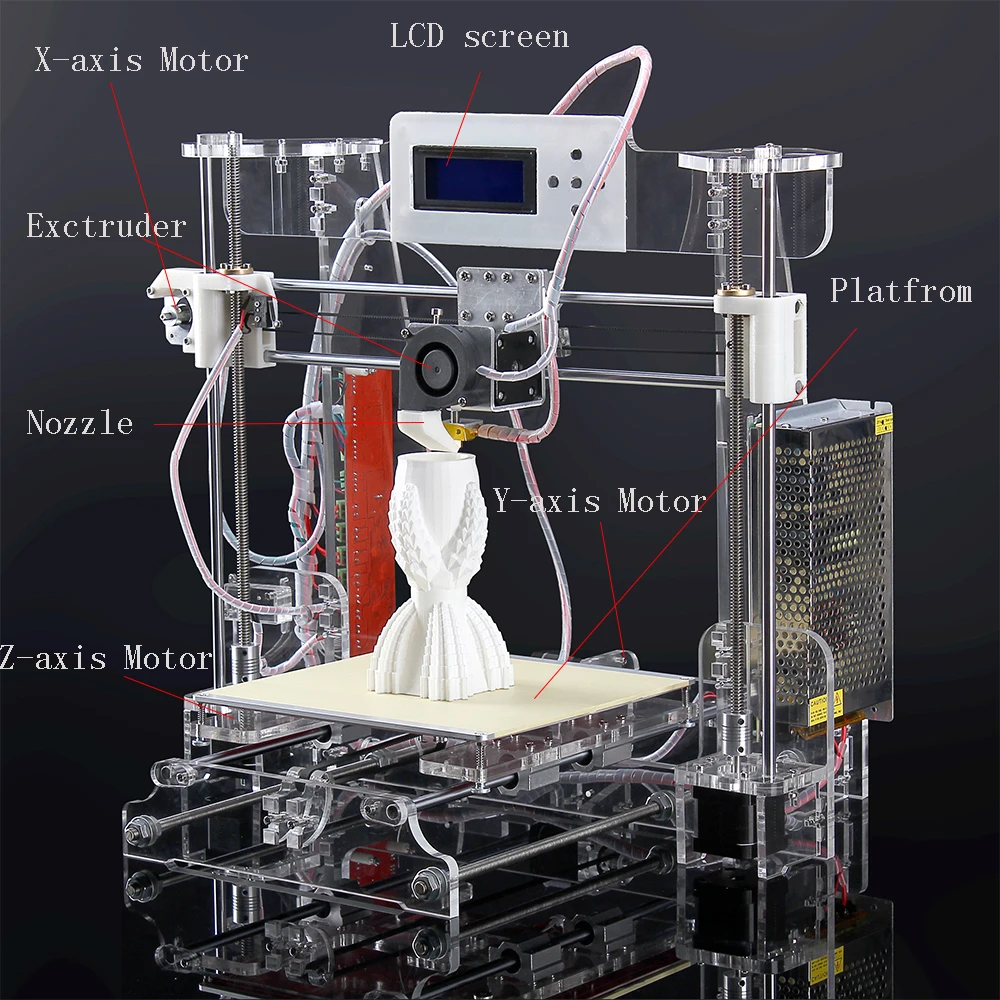 DMY big size 220*220*235mm High Quality Precision Reprap Prusa i3 DIY 3d Printer kit with16 GB TFcard+2roll PLA/ABS filament