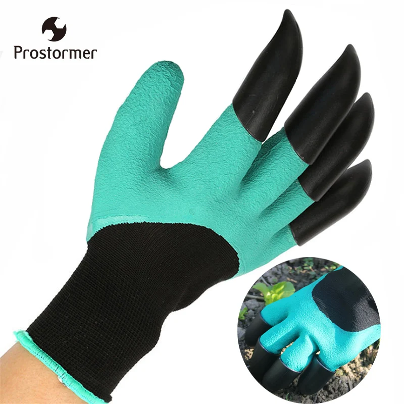 Buy Prostormer Green Garden Digging Gloves with 4 ABS