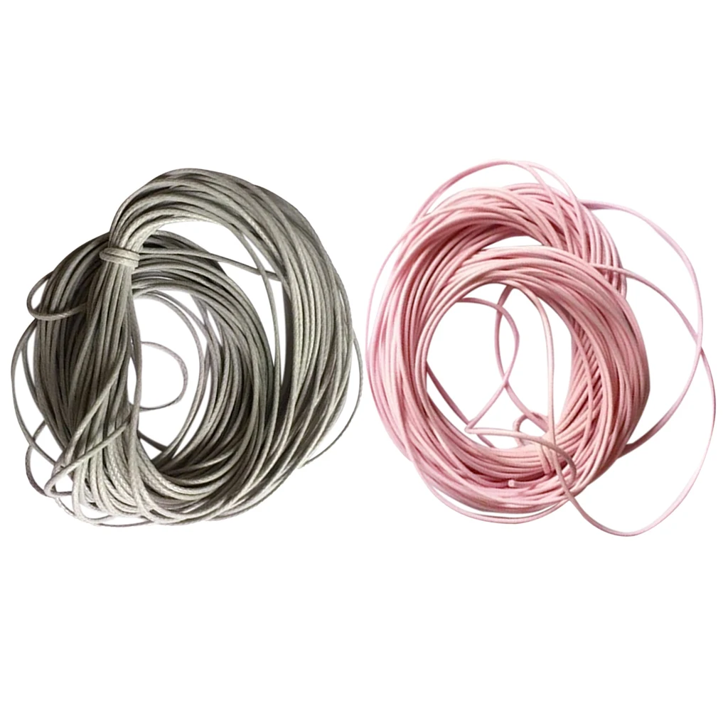 10 M Wax Nylon String Rope DIY Bracelet Necklace Jewelry Making Cord Thread 1mm Diameter Grey and Pink