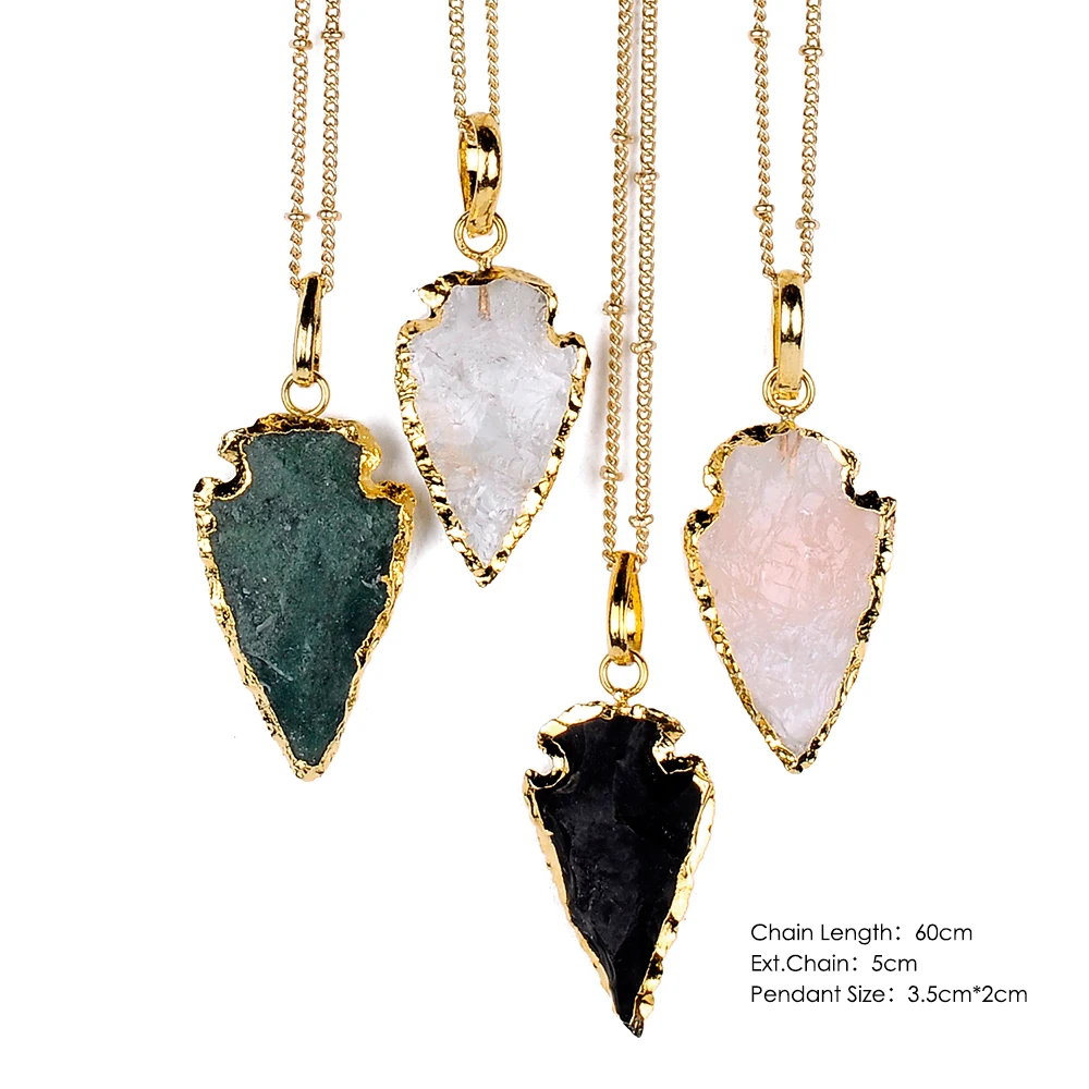 Multicolor Crystal Natural Crystal Arrows Pendant for Women Necklacein