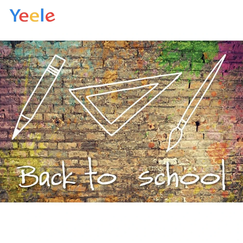

Yeele Vinyl Welcome Children Back To School Brick Wall Photography Background Customized Photographic Backdrop For Photo Studio
