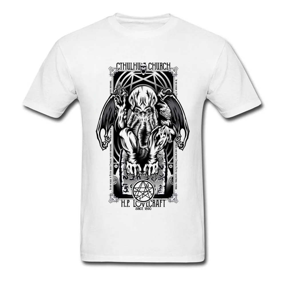 Cthulhus Church O Neck T-Shirt Autumn Tops Shirts Short Sleeve Coupons Cotton Europe Tops Shirt Design Men Top Quality Cthulhus Church white