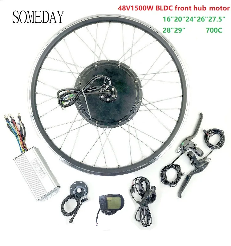 

SOMEDAY 48V1500W BLDC Electric Bicycle conversion kit 20 24 26 27.5 28 29 700C front wheel hub Motor with LCD5 Display