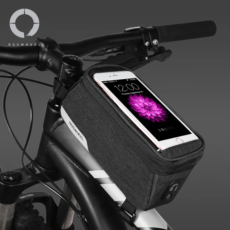 

Roswheel Essentials 121460 Bike Top Tube Front Frame Bicycle Cell Mobile Phone Bag Case Holder Pannier Pouch for 5.7" Phones